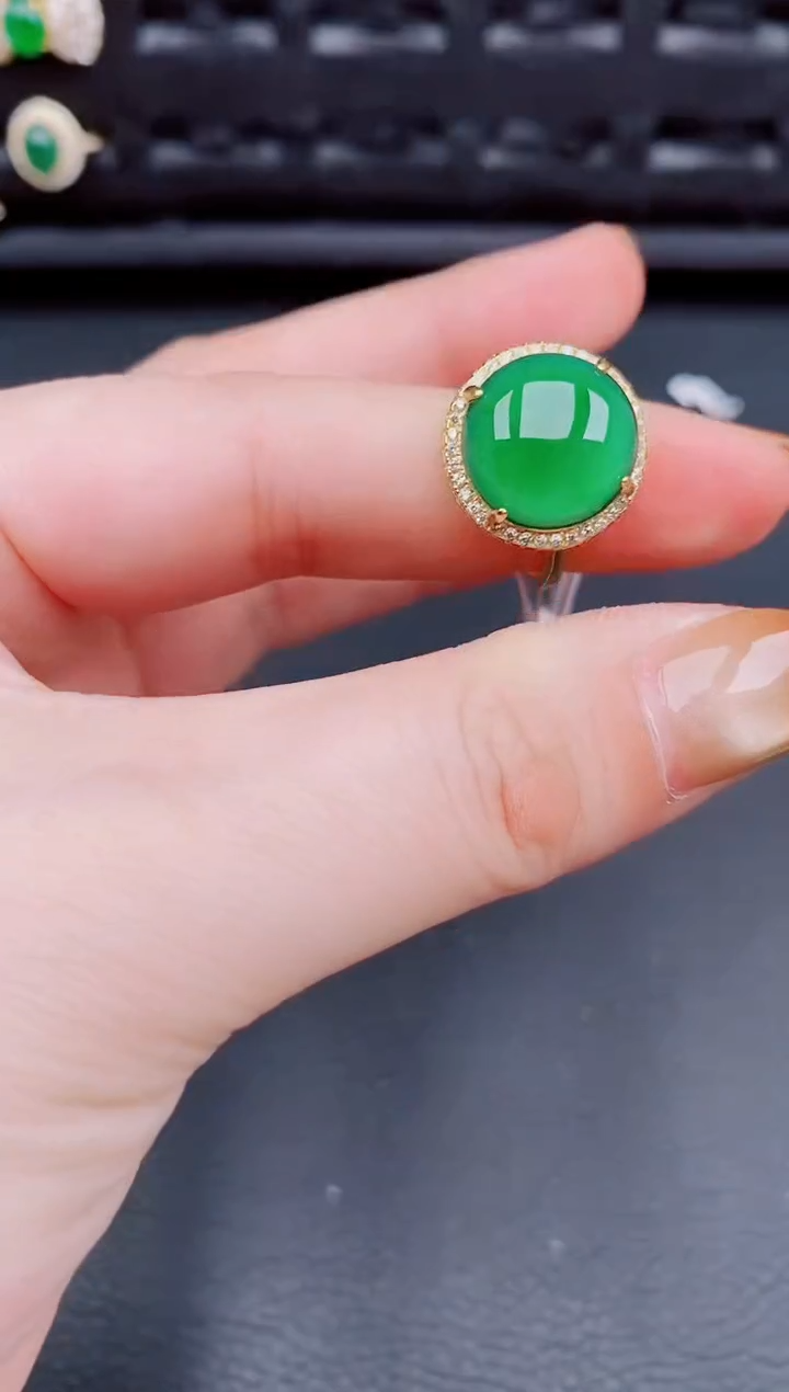 【闪购商品】翡翠戒指银S925镶嵌天然a货翡翠314