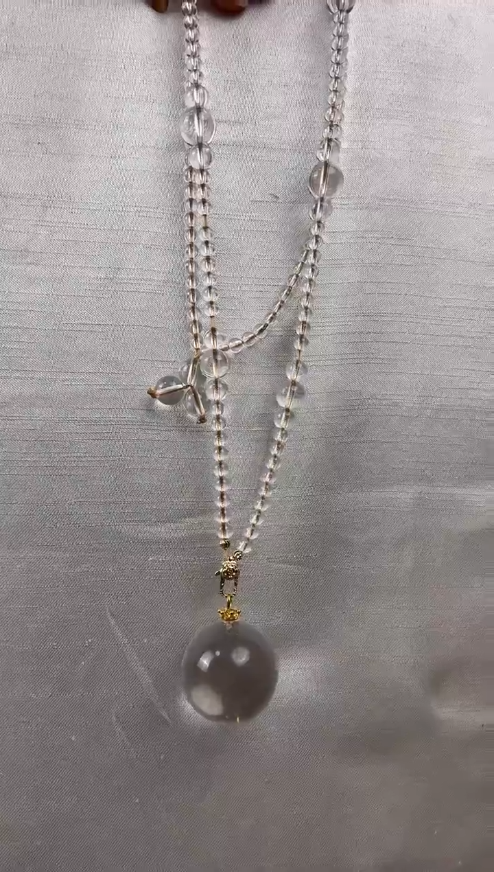 颈饰18K金镶嵌水晶天然