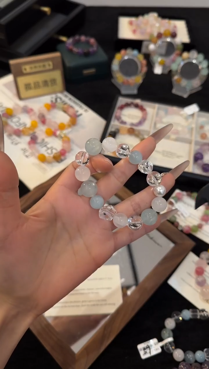 合金手链水晶海蓝宝手链x1759