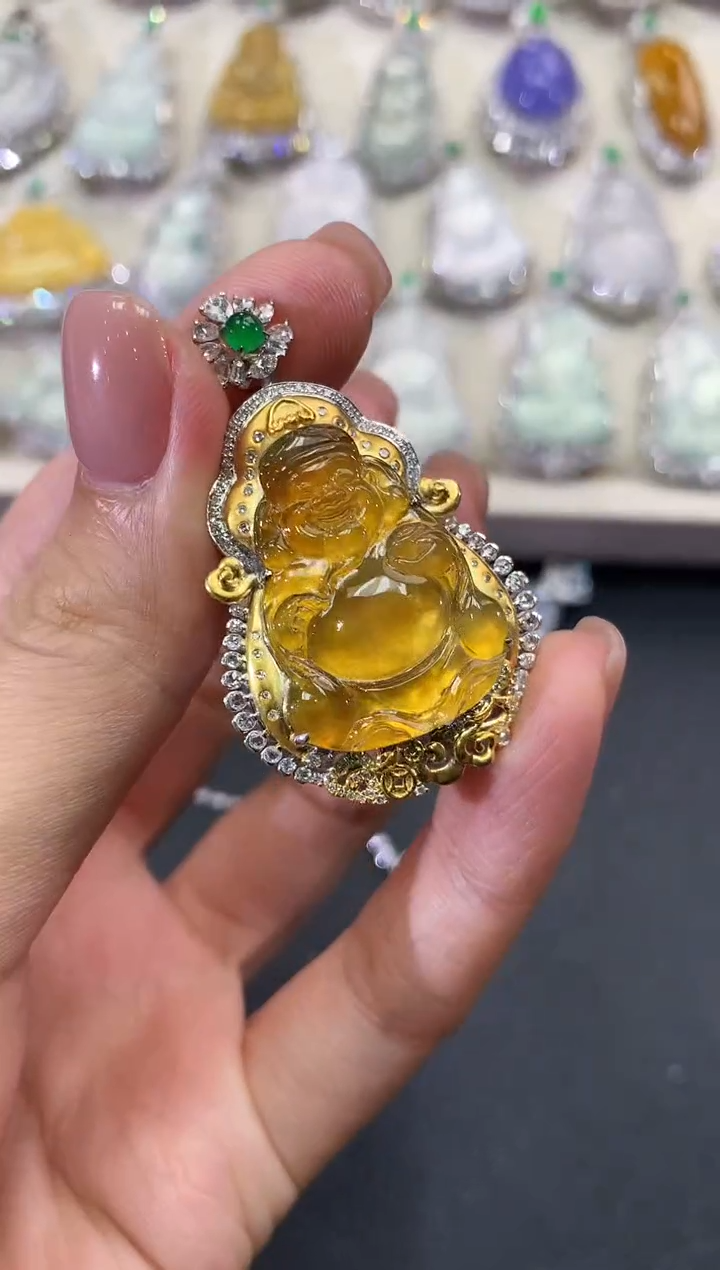 【闪购商品】翡翠吊坠(不含链)18K金镶嵌w135      