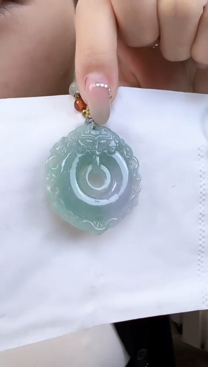 吊坠(不含链)未镶嵌翡翠镂空仿古平安扣（送绳）