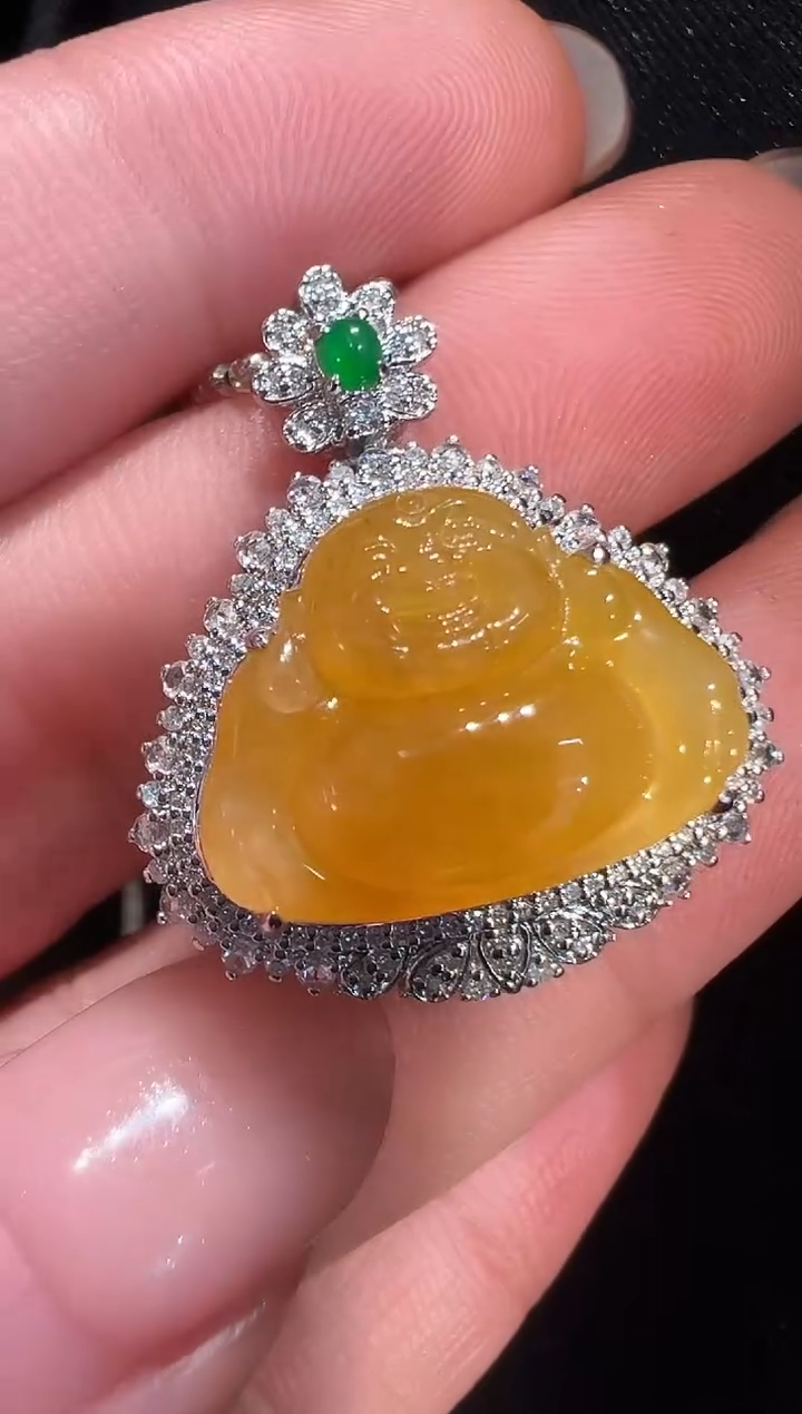 吊坠(不含链)18K金镶嵌翡翠AL6