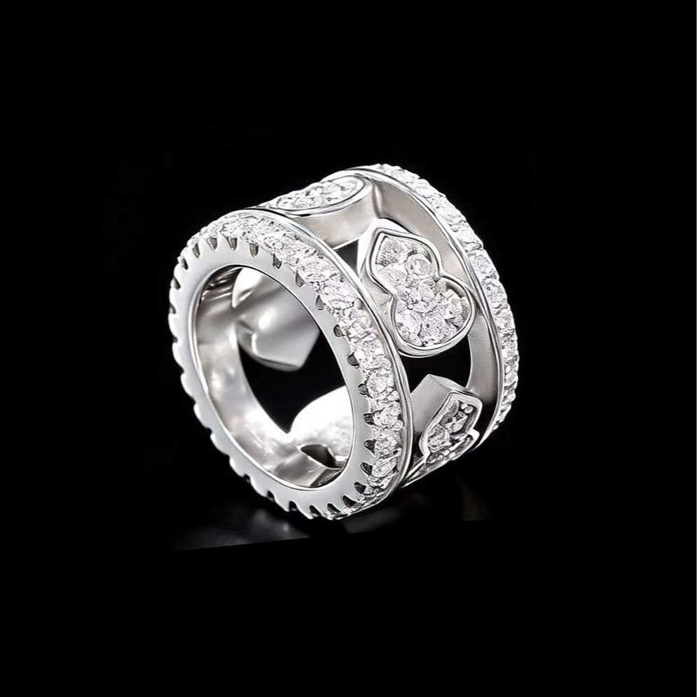 吊坠925银莫桑石 木木（M771）全银全莫桑葫芦镶嵌小蛮腰单吊坠