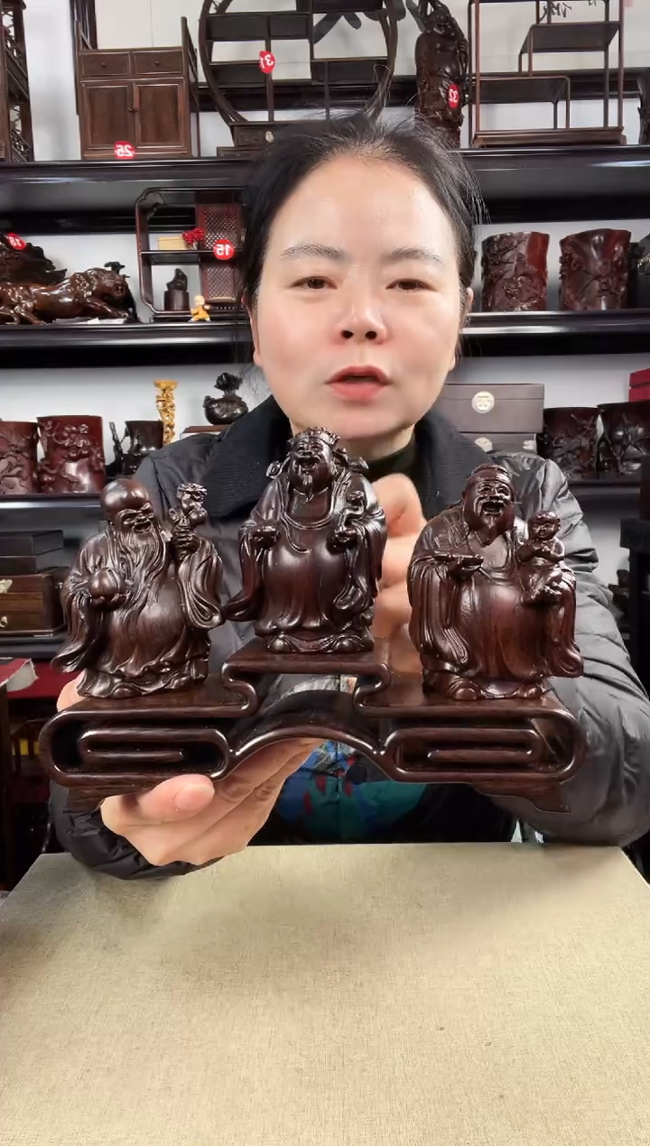 木三连+福禄寿老李红木工艺品