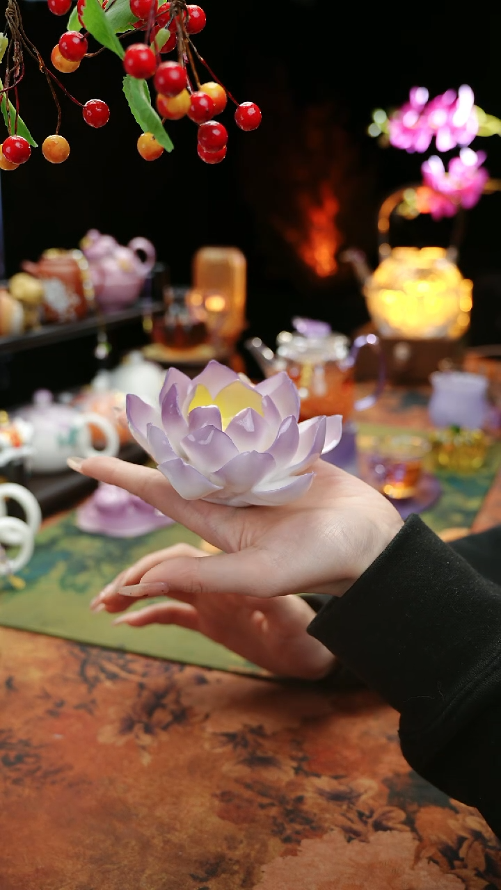 【闪购商品】紫色荷花摆件香插