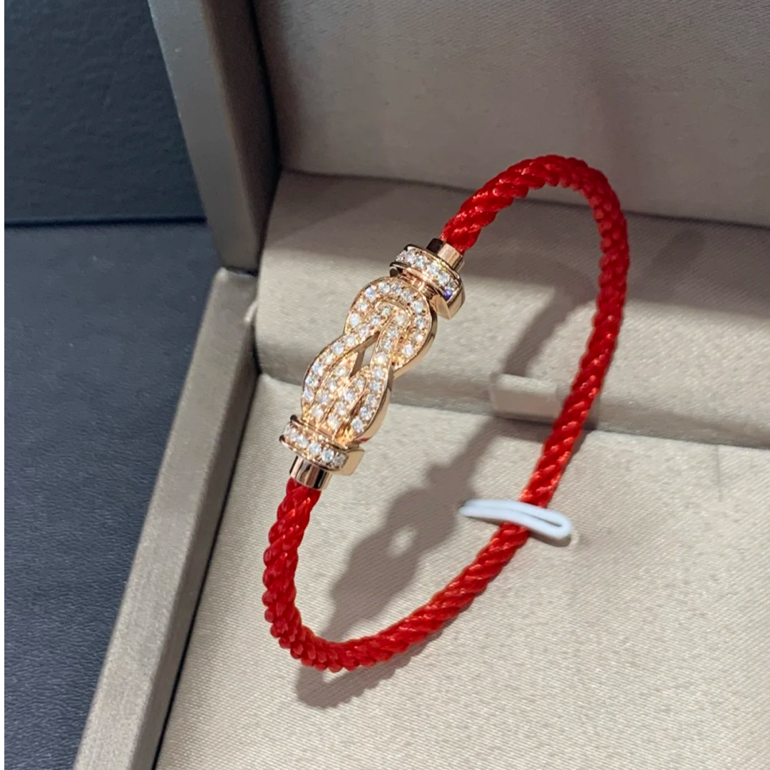 99新 FRED/斐登 【小花念念】八字扣 手绳 18K玫瑰金 满钻