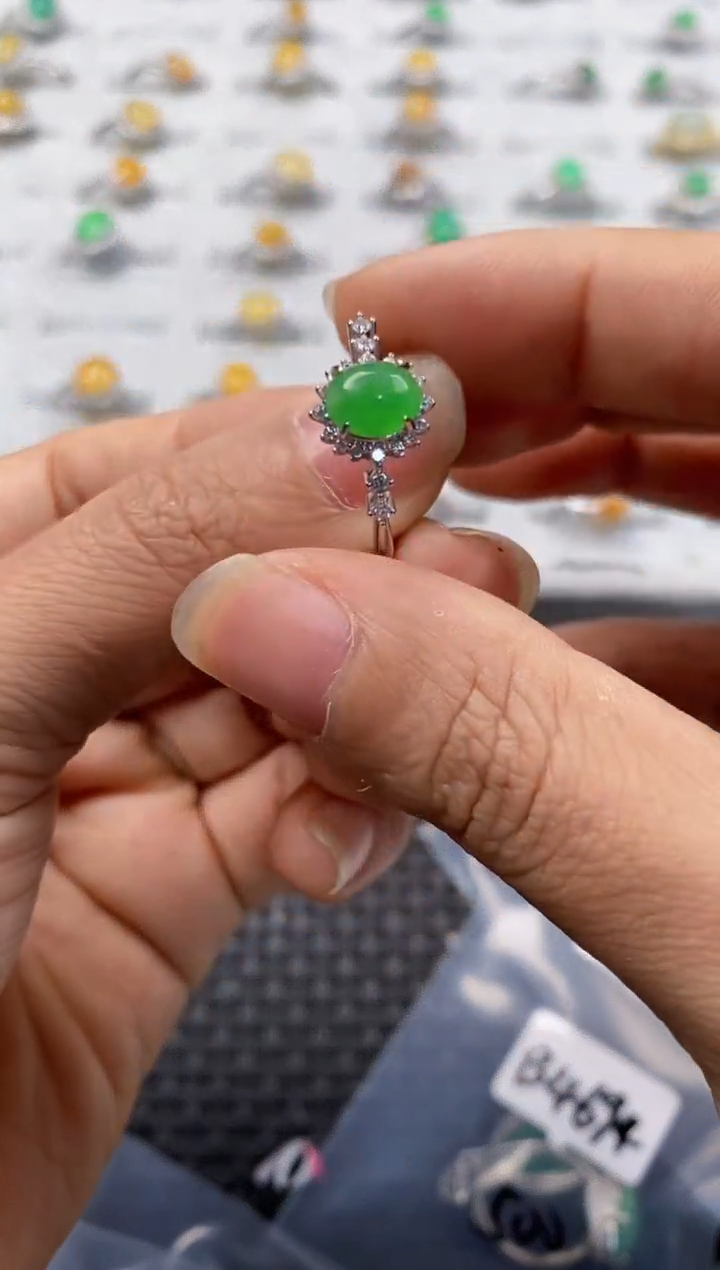 银S925镶嵌戒指翡翠222----9