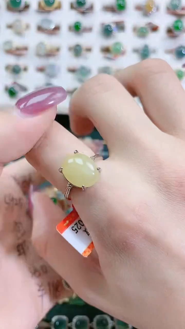 银S925镶嵌戒指翡翠天然翡翠