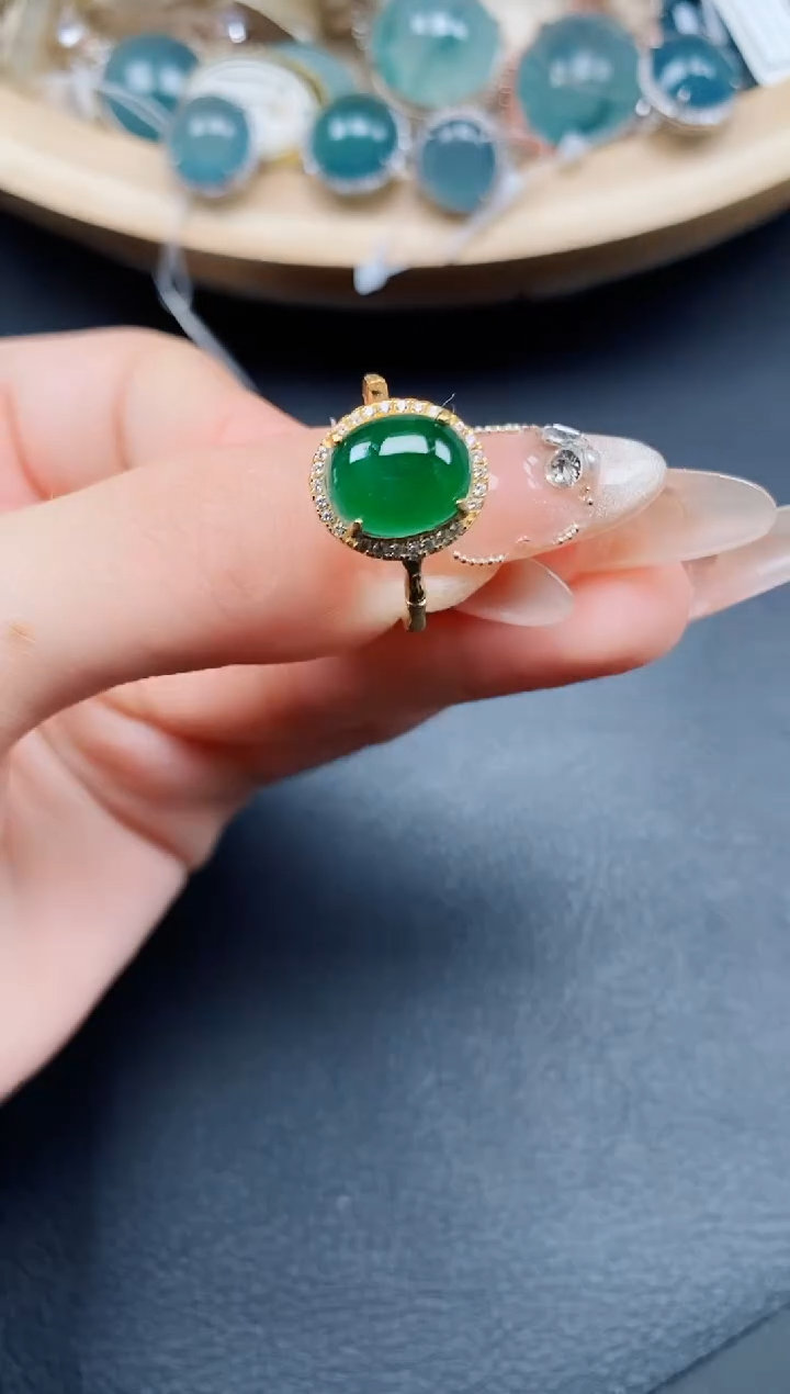 【闪购商品】翡翠戒指银S925镶嵌翡翠