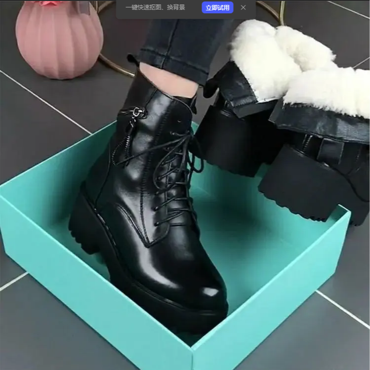 【断码清货】2025秋冬季新款短靴休闲厚底单靴粗跟中跟女士真皮短靴