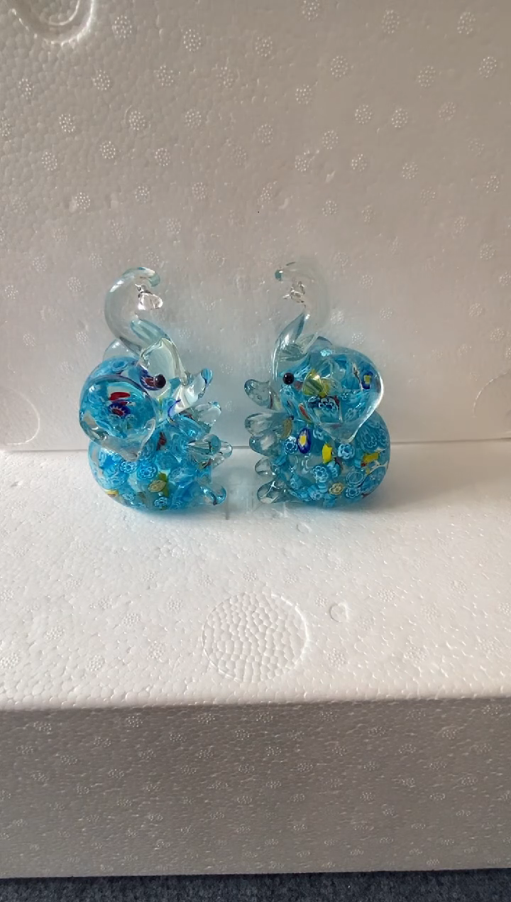 琉璃万花琉璃小象一对