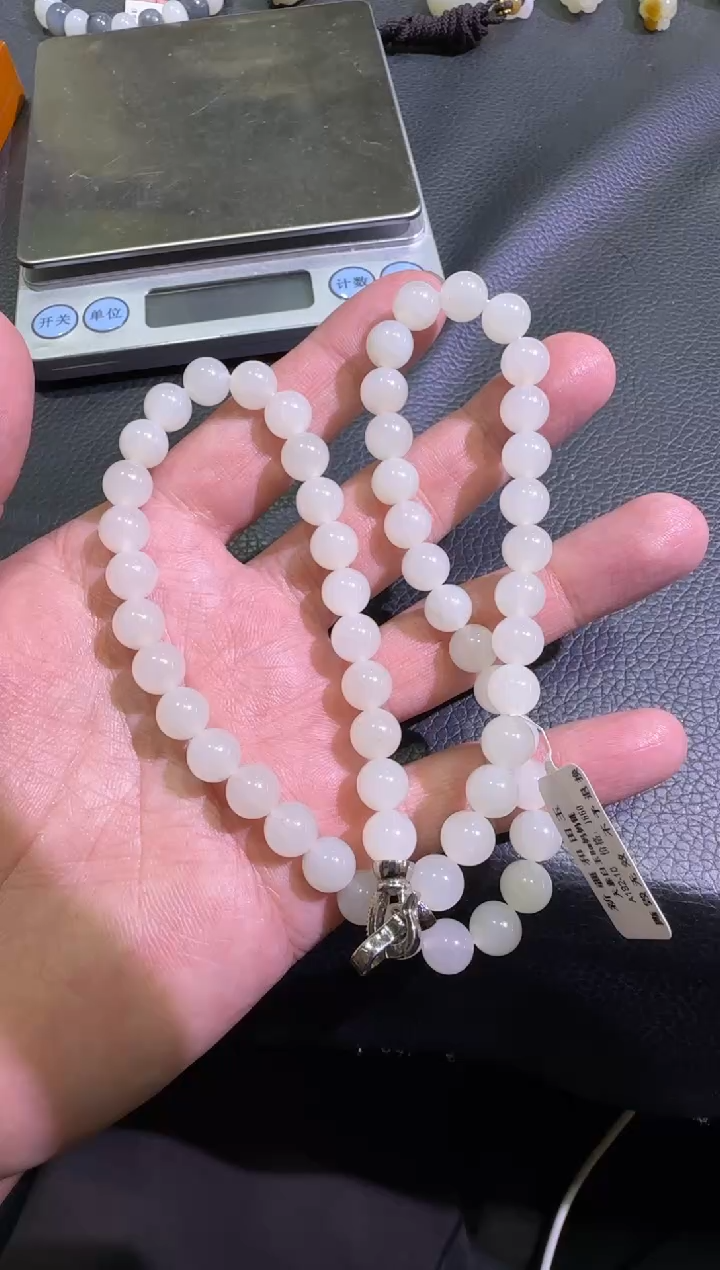 颈饰未镶嵌和田玉天泰白玉妈妈链（产地直发）