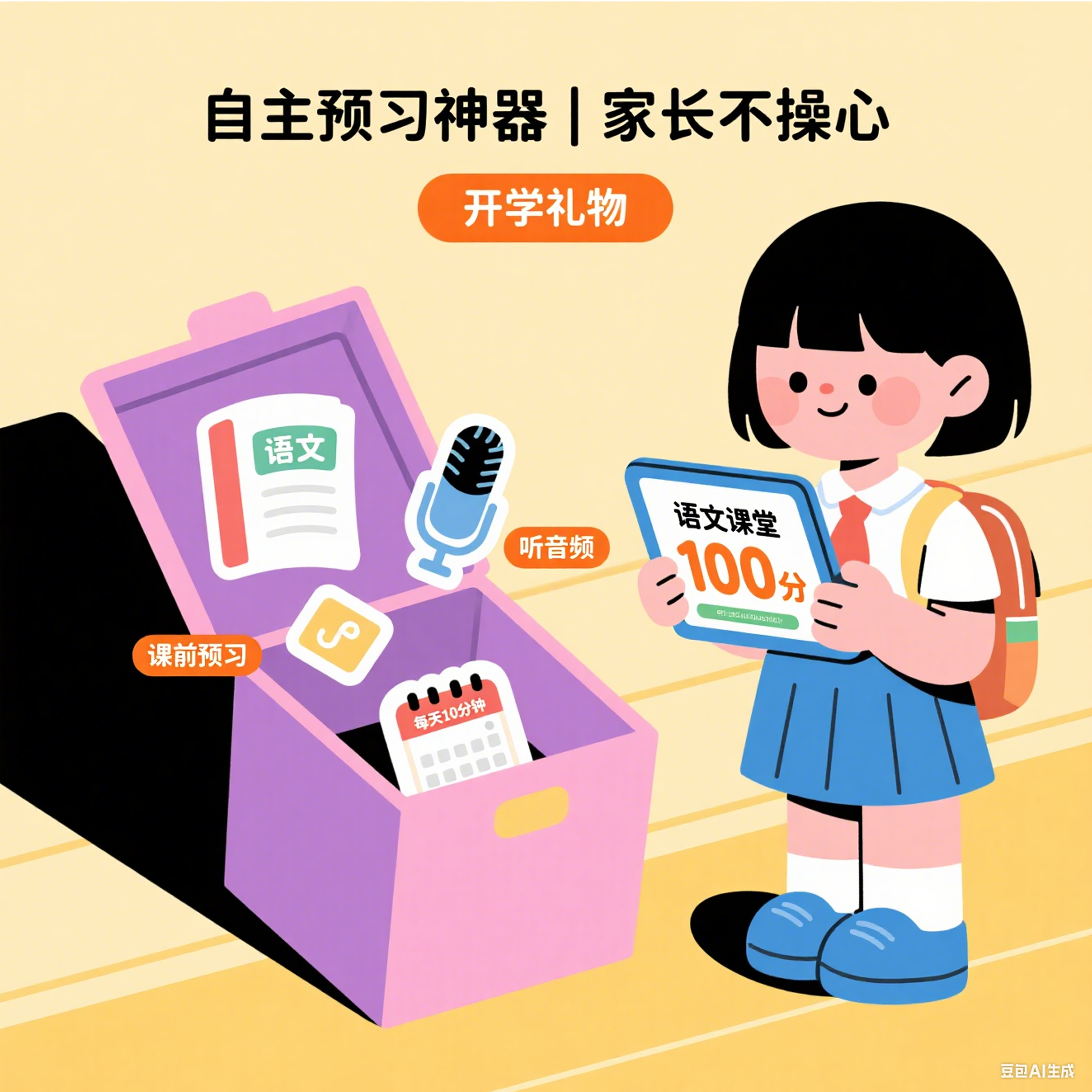 新生开学彩盒听音频预习语文同步音频课前预习开学彩盒开学礼物