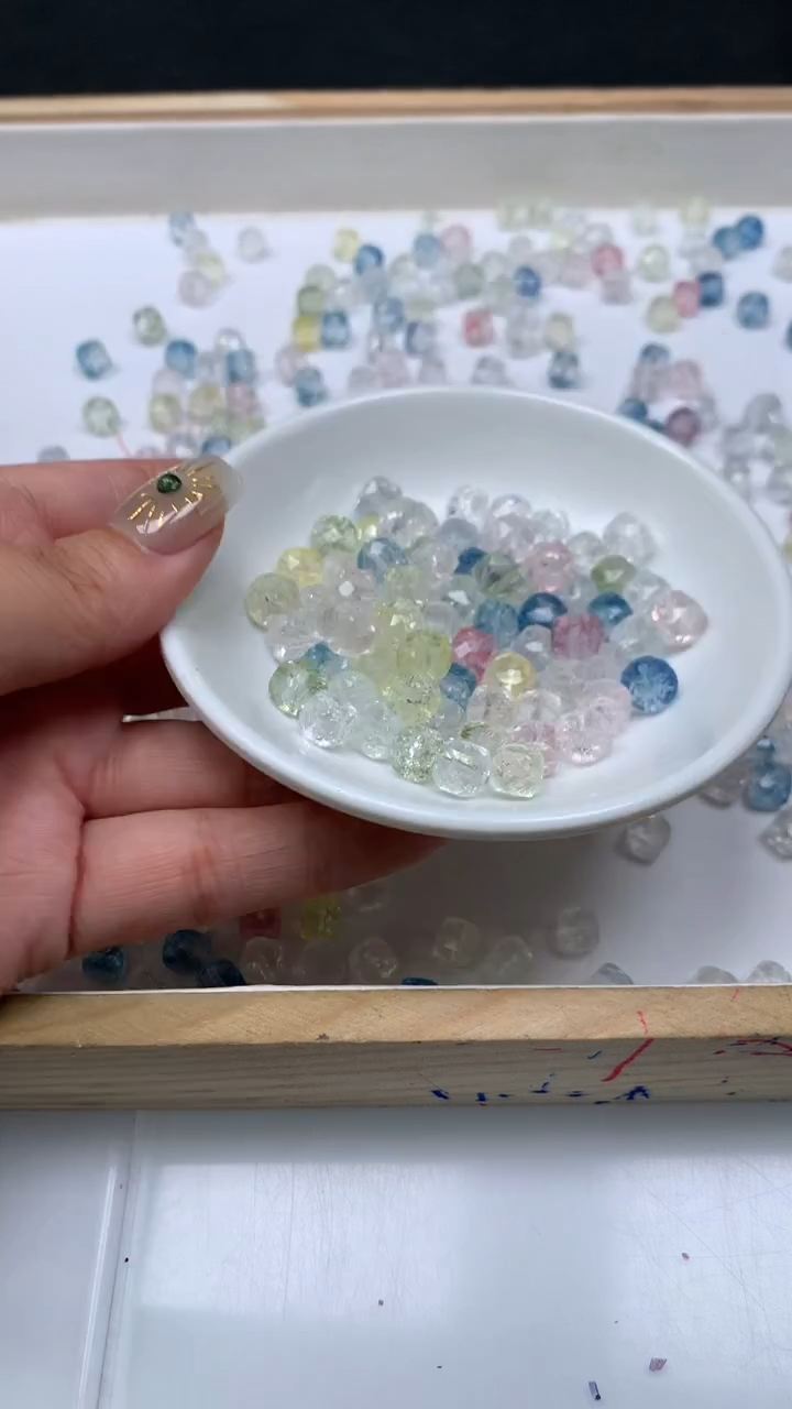 未镶嵌珠宝半成品水晶D642 马卡龙水晶方糖8mm10个8元