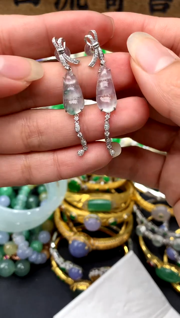 【闪购商品】翡翠耳饰18K金镶嵌349-中国好珍宝