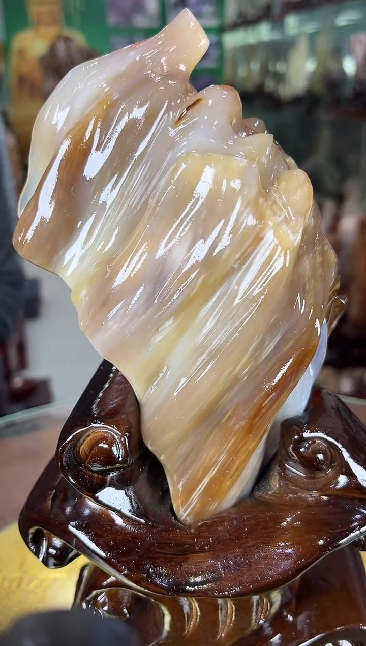 缅甸天然树化玉精品摆件