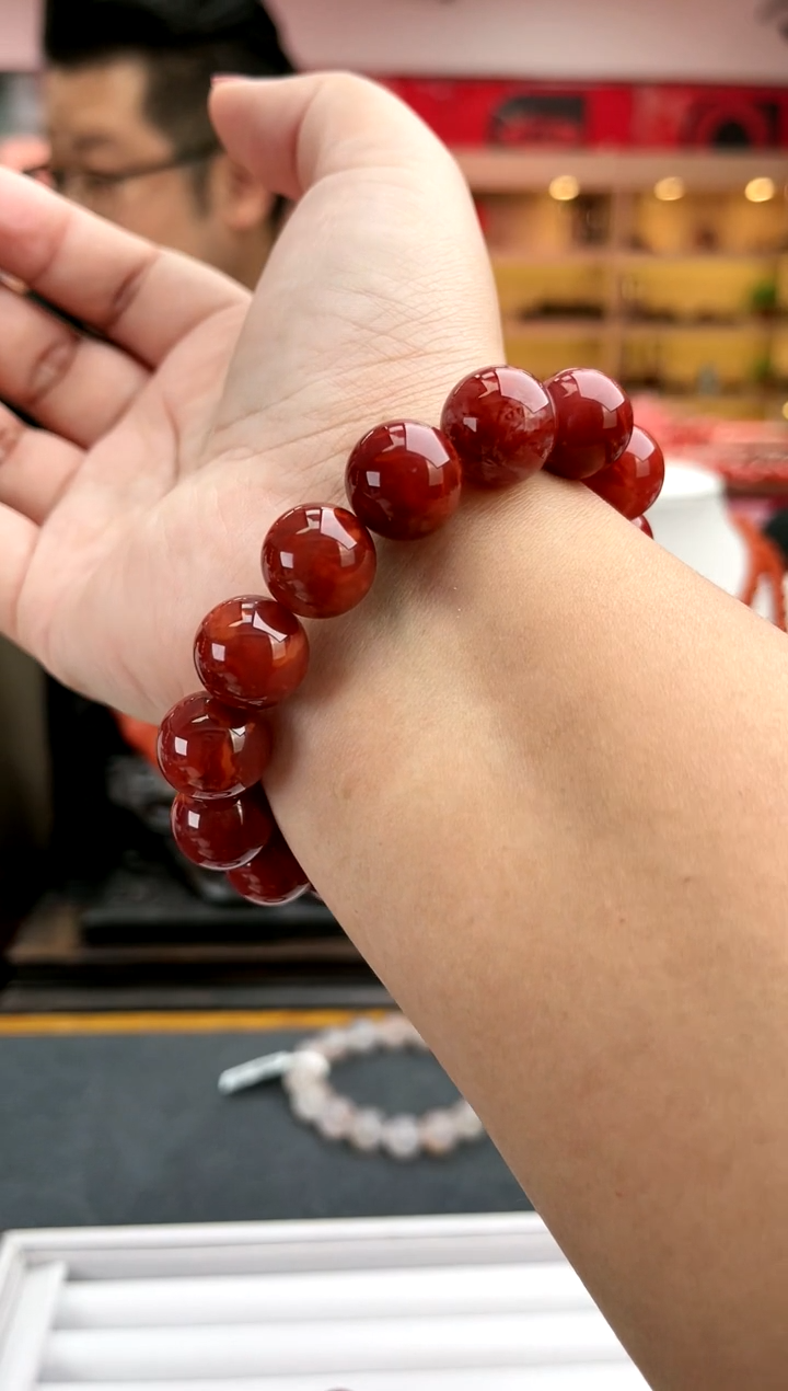 南红玛瑙高品卡14牛血单圈-多样性发一件未镶嵌一件8