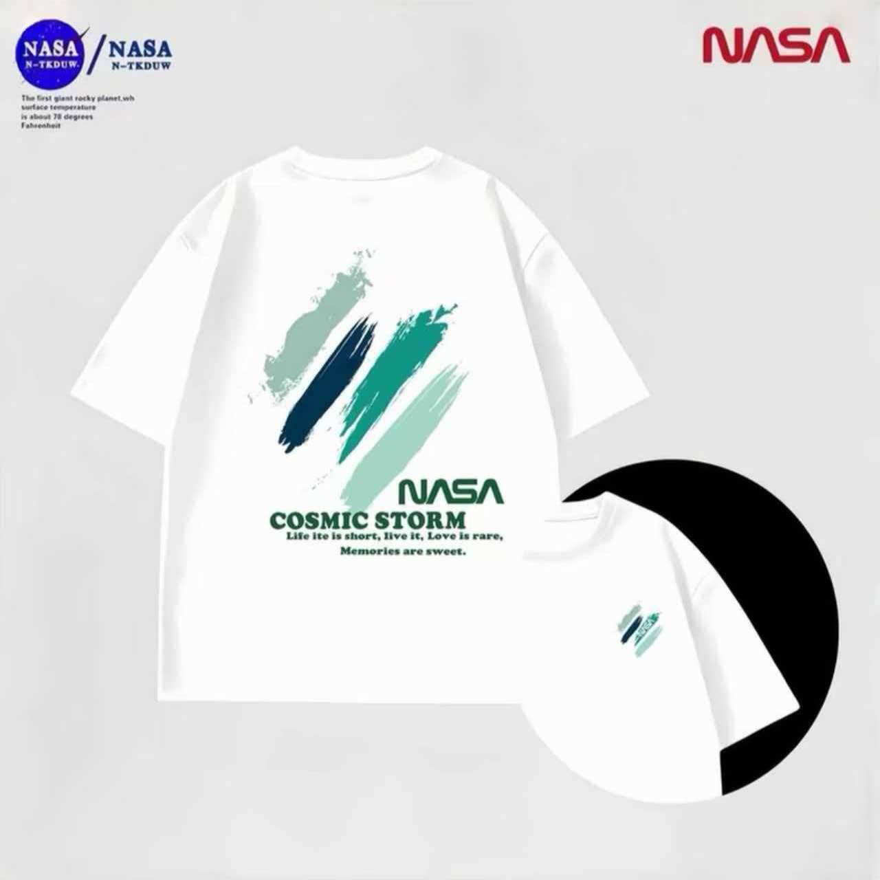 J-23NASA联名纯棉夏季圆领短袖T恤微宽松时尚男女同款休闲百搭