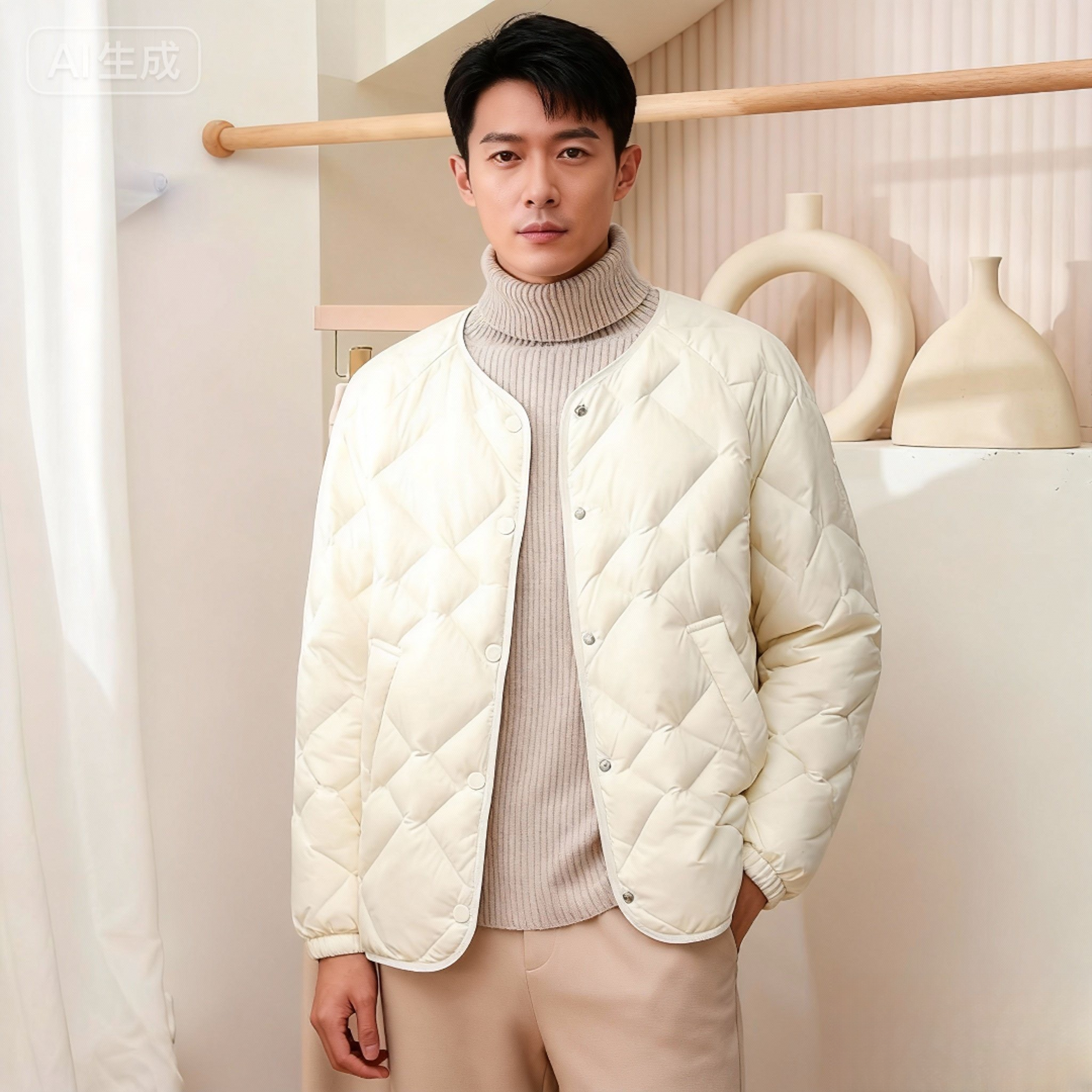 圆领纯色法式短款白色圆领百搭宽松秋冬保暖