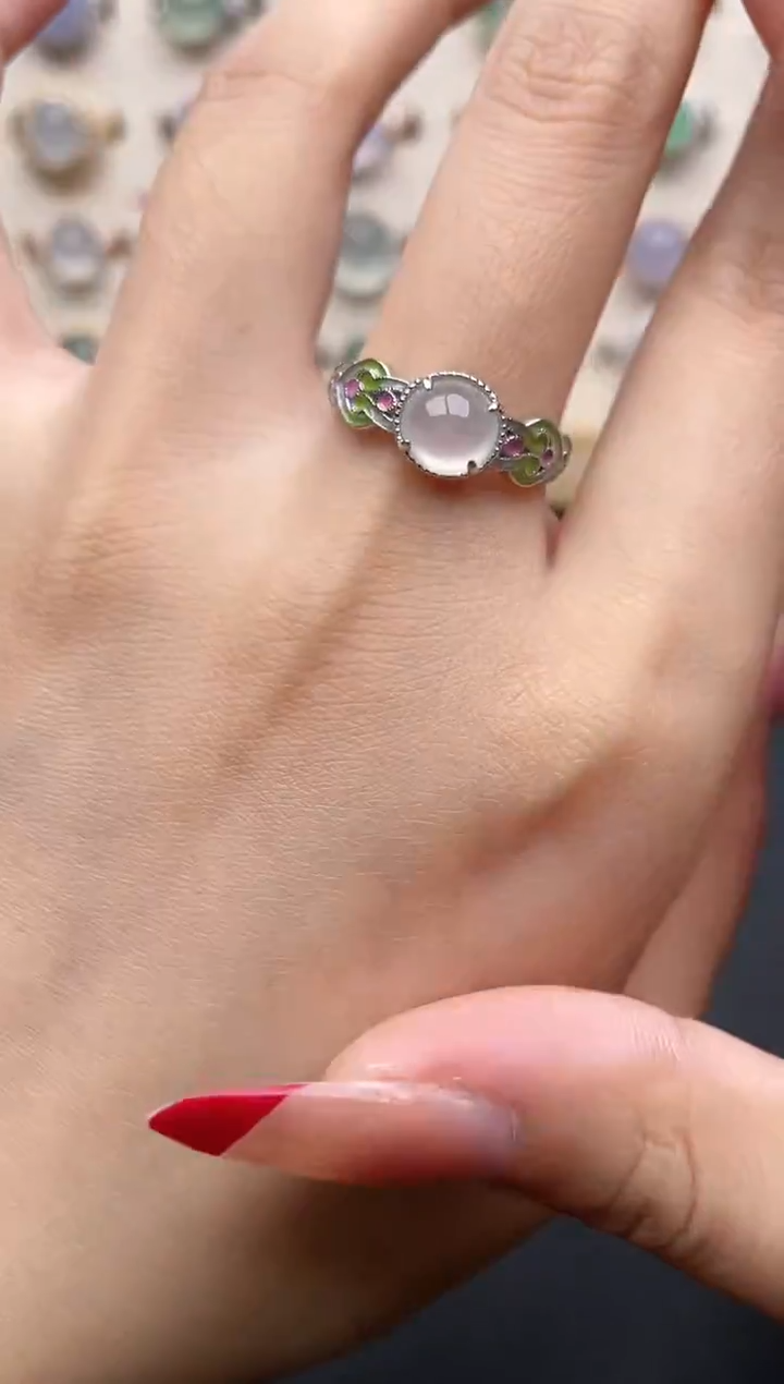 【闪购商品】翡翠戒指银S925镶嵌一物一证一礼盒