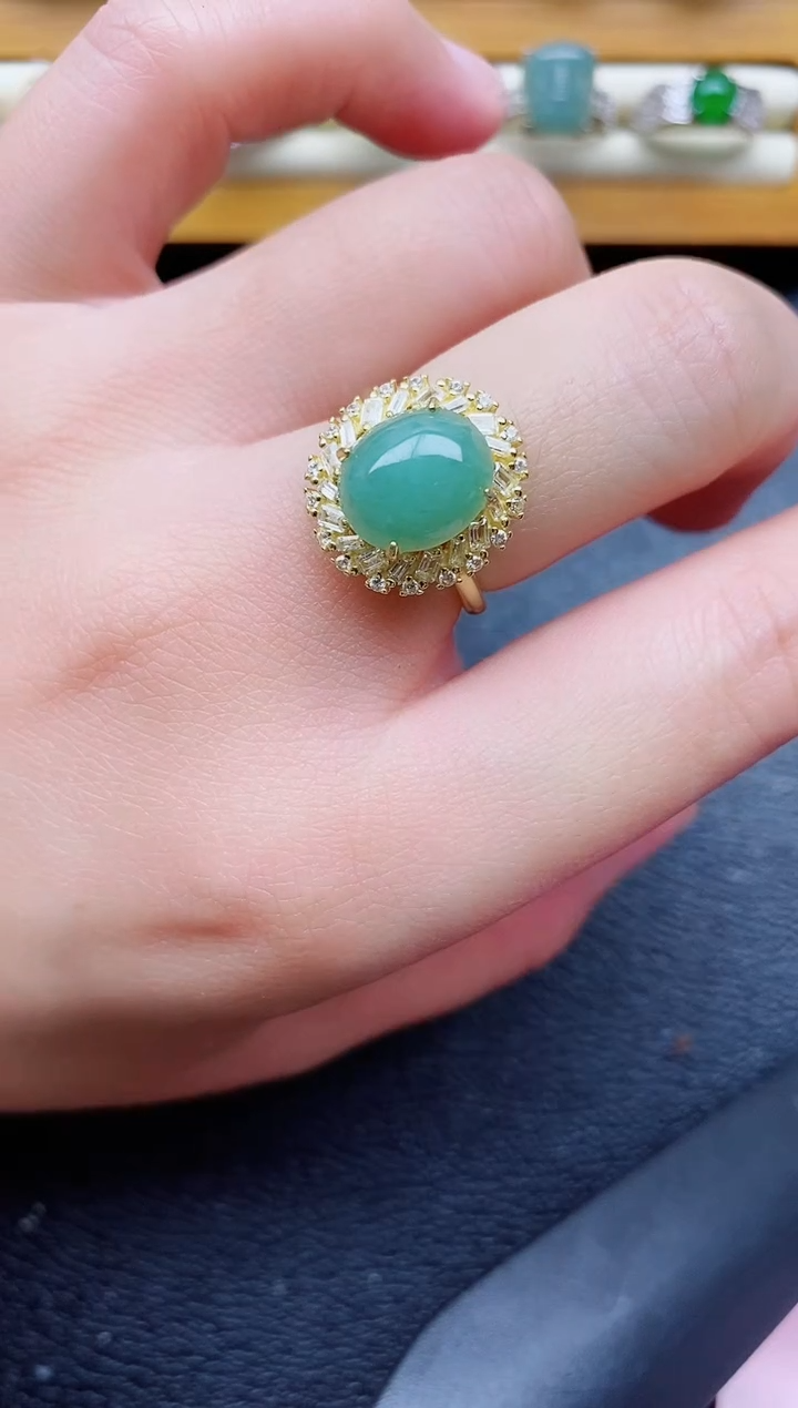 银S925镶嵌戒指翡翠1