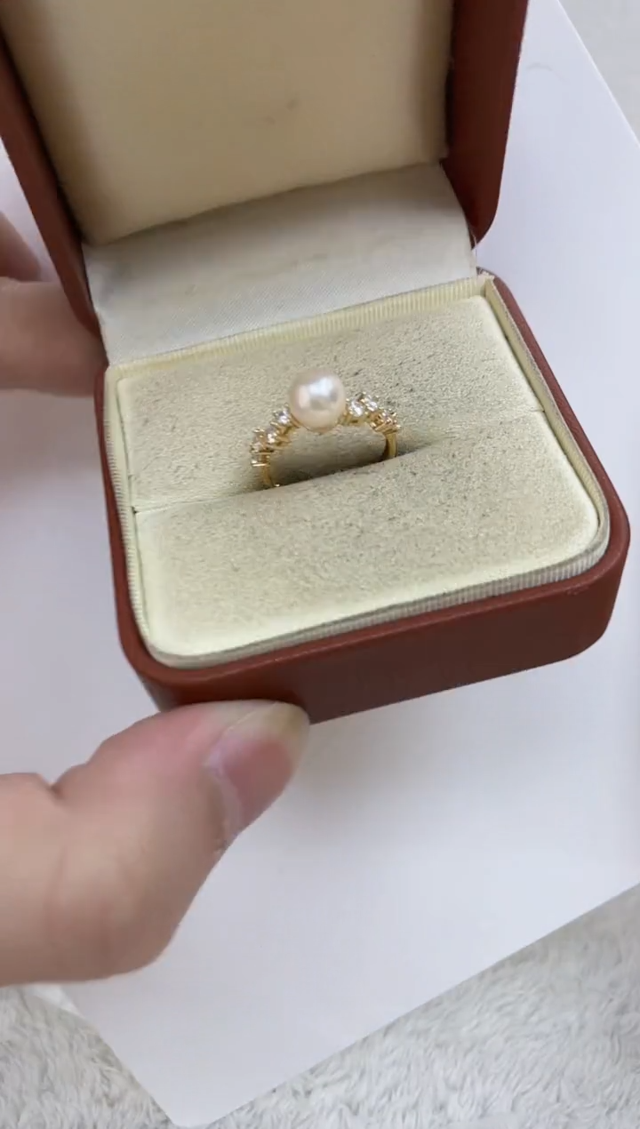 银S925镶嵌海水珍珠戒指  