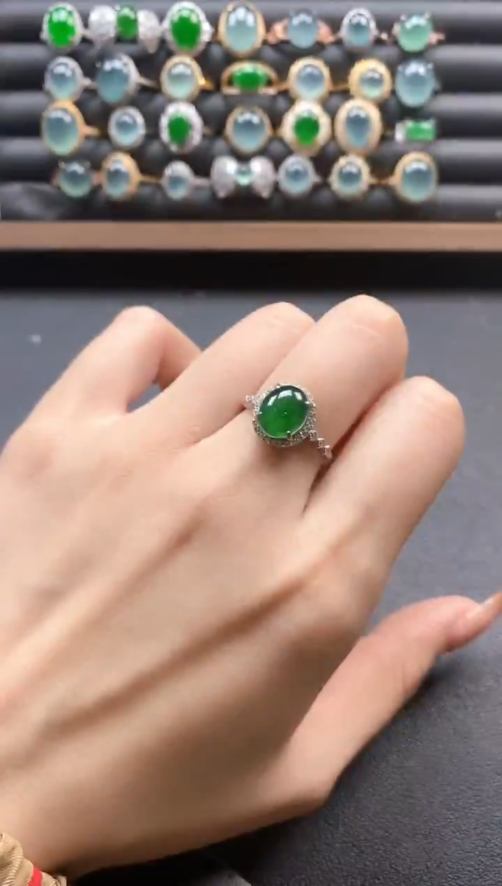 银S925镶嵌戒指翡翠51511