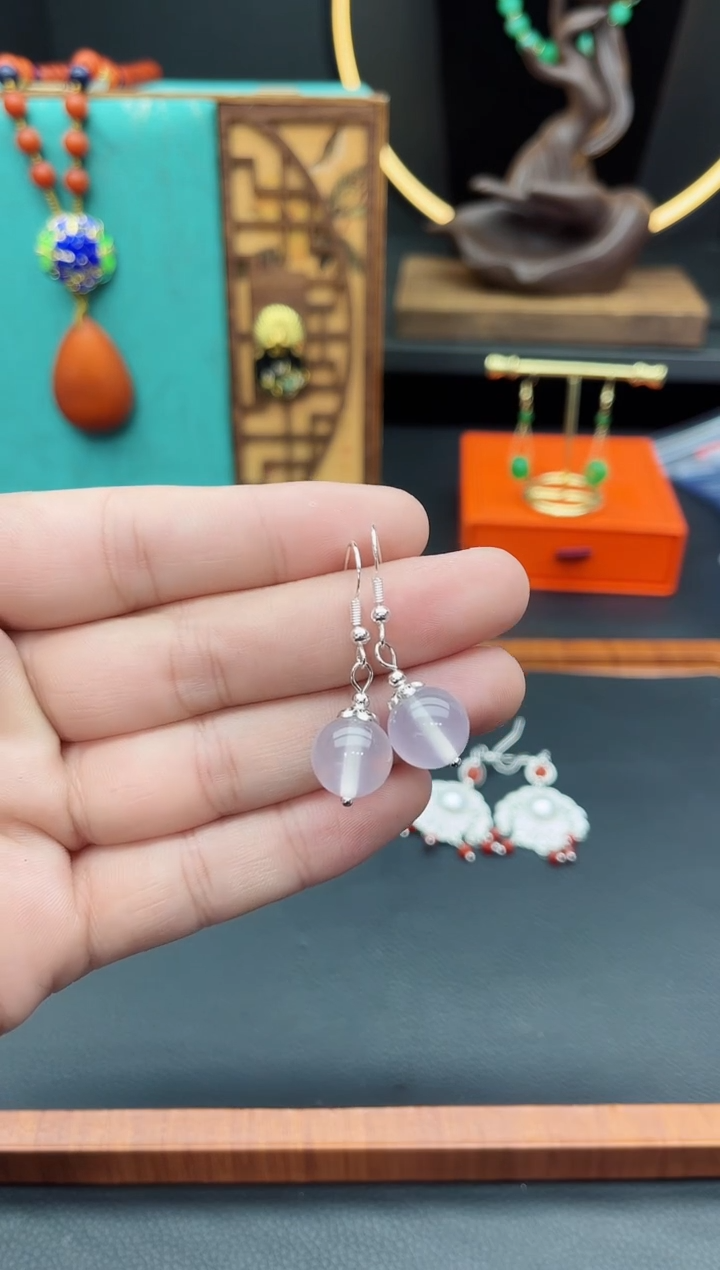 【闪购商品】玛瑙/玉髓耳钉银S925镶嵌119000