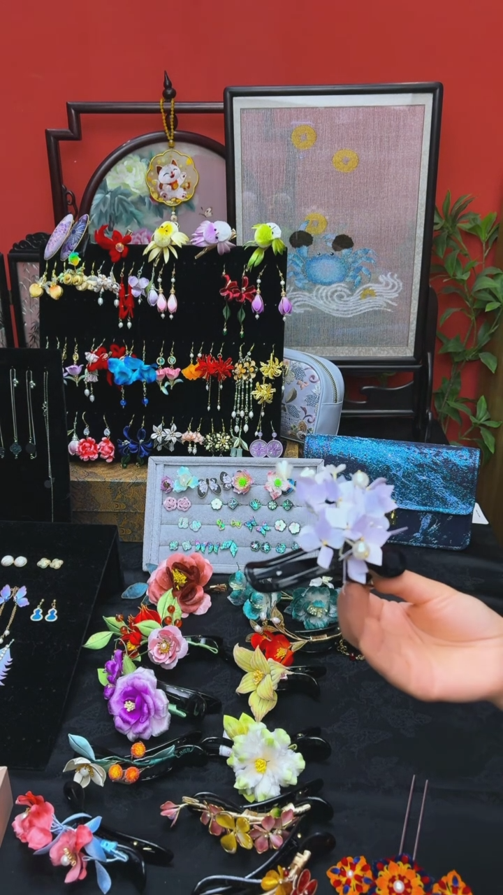 刺绣9*～非遗手工绒花饰品