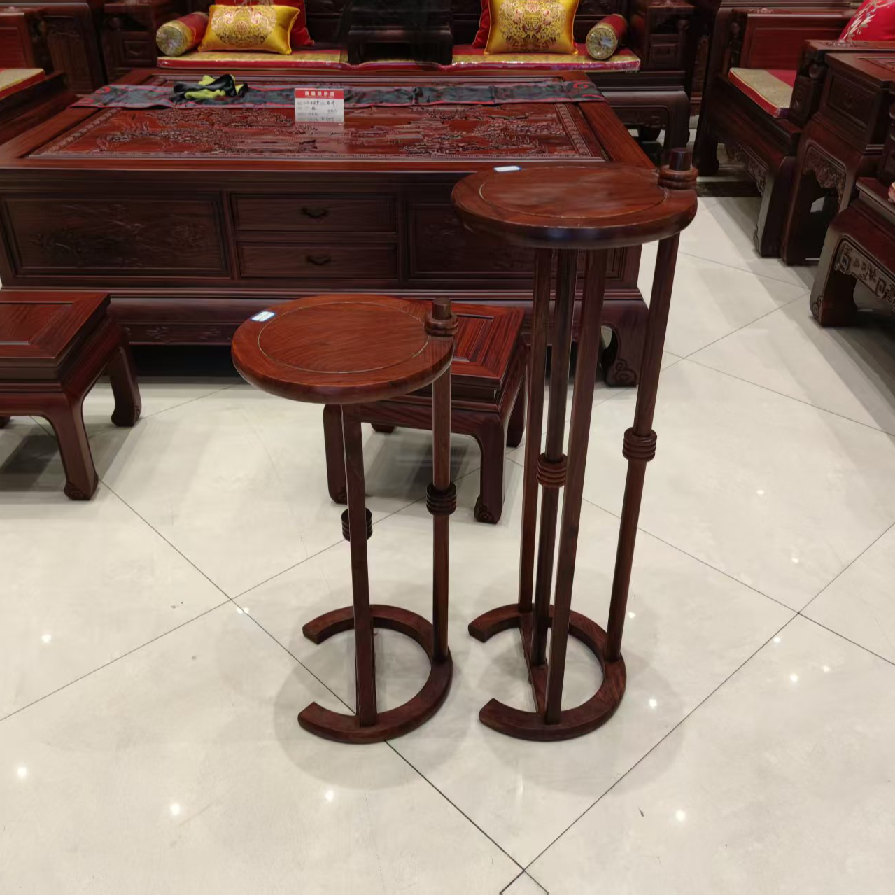 新中式简约花架置物架一对