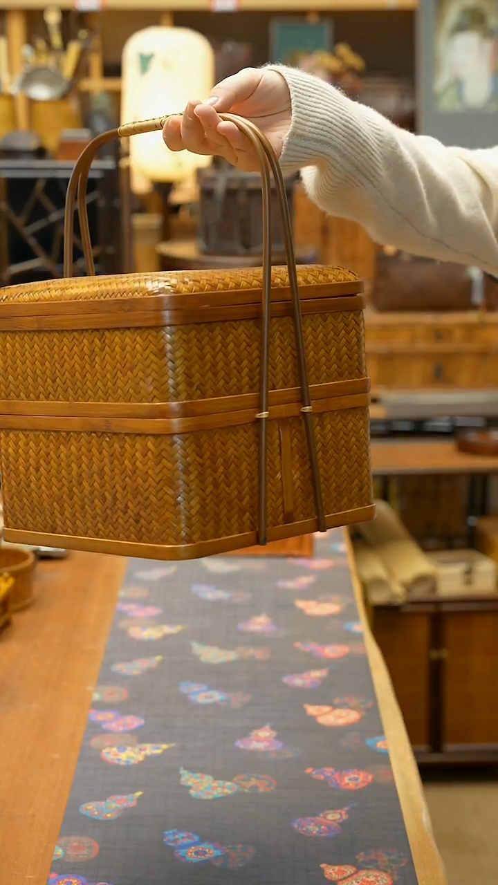 复古食盒 中式提盒竹编提篮多层茶