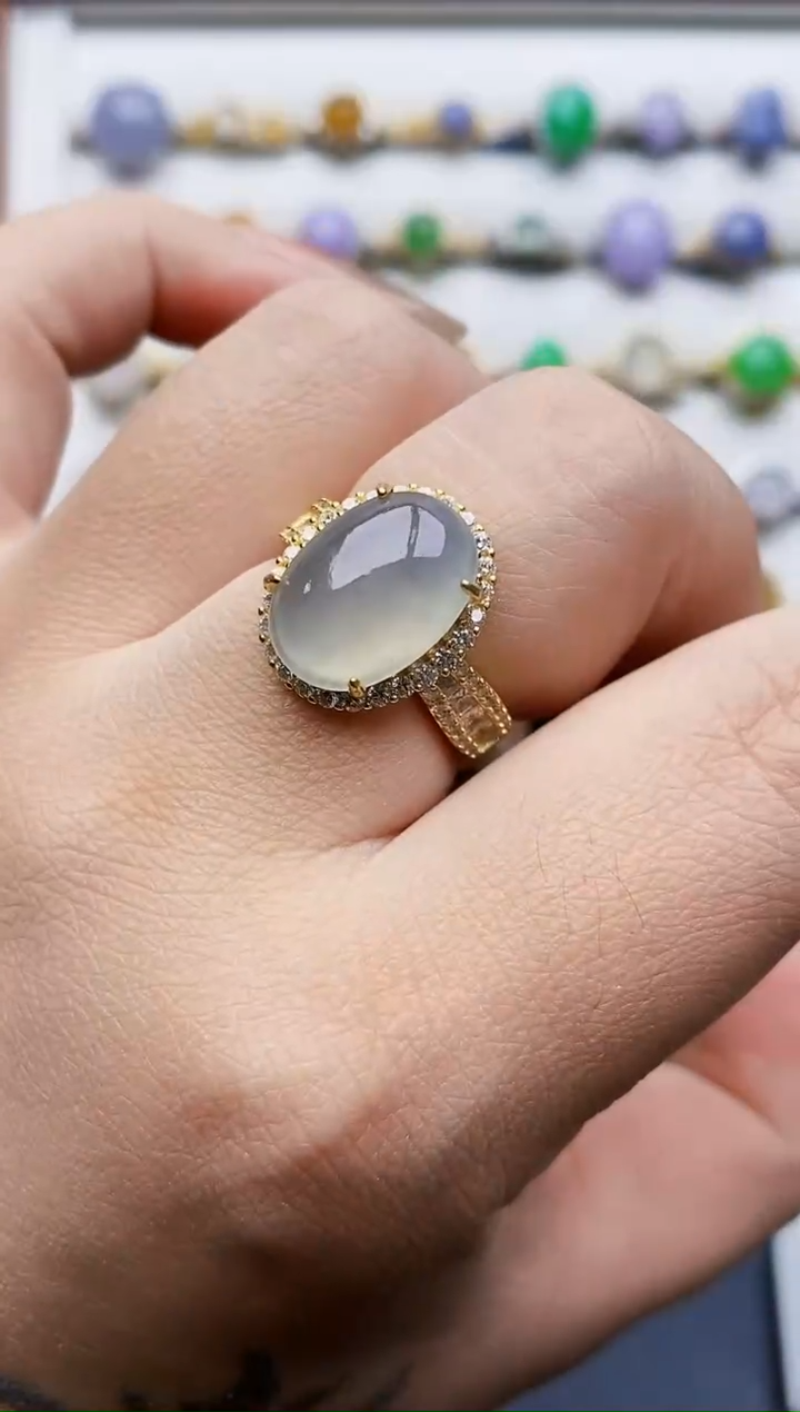 银S925镶嵌戒指翡翠0191