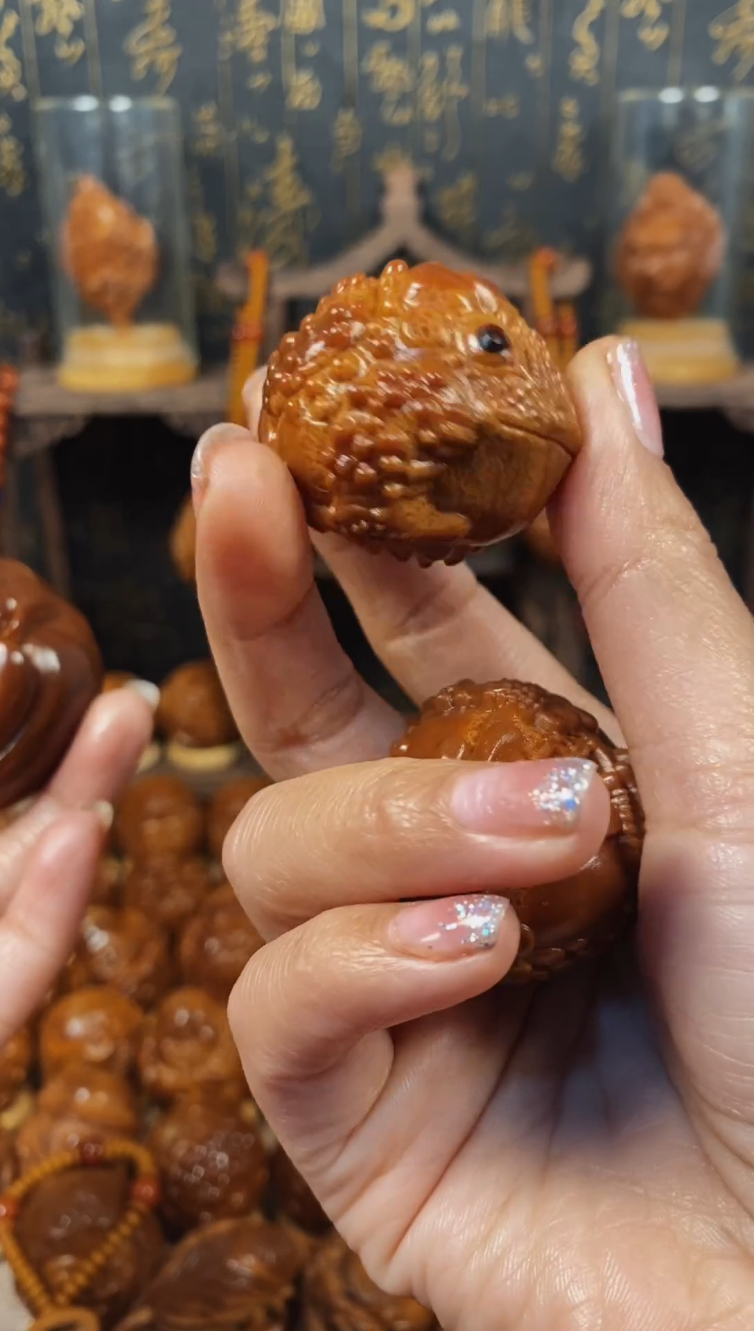 【闪购商品】橄榄核把件金蟾一对88888888