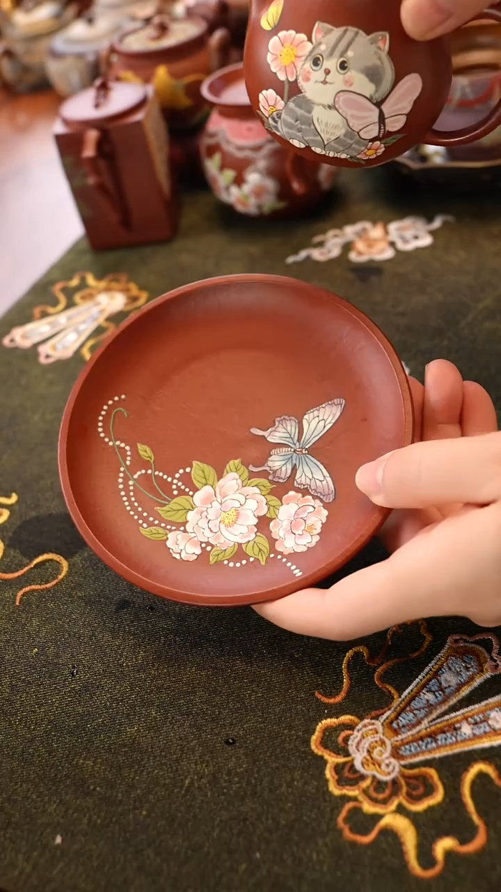 茶壶紫砂牡丹杯垫