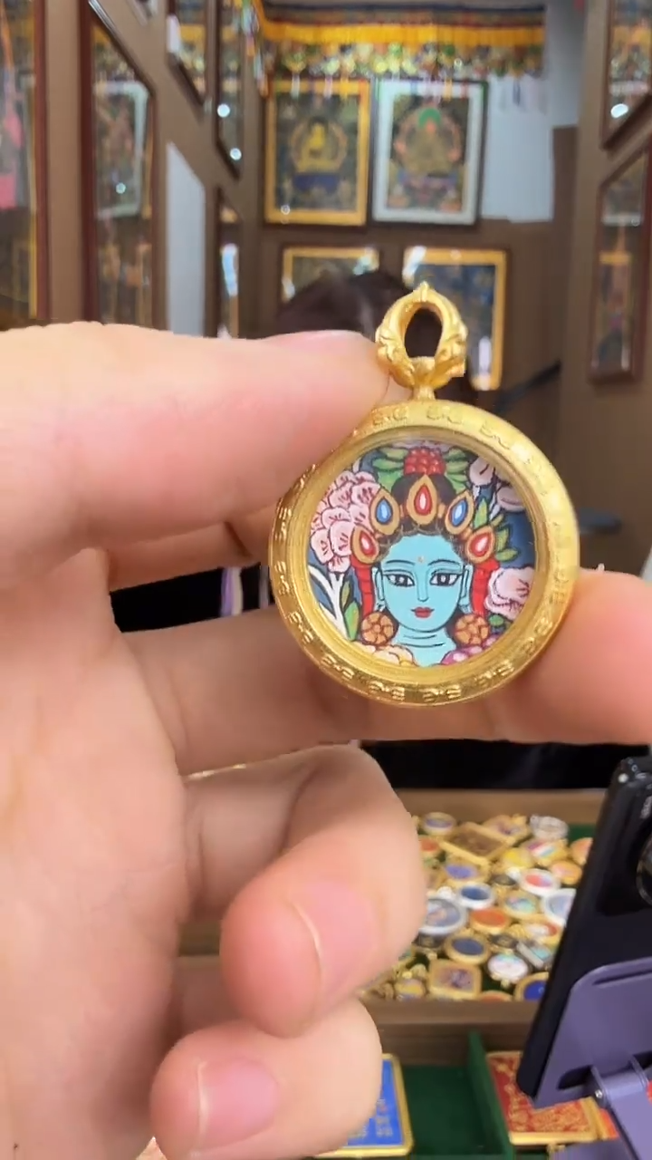 吊坠绿度母-纯手绘唐卡