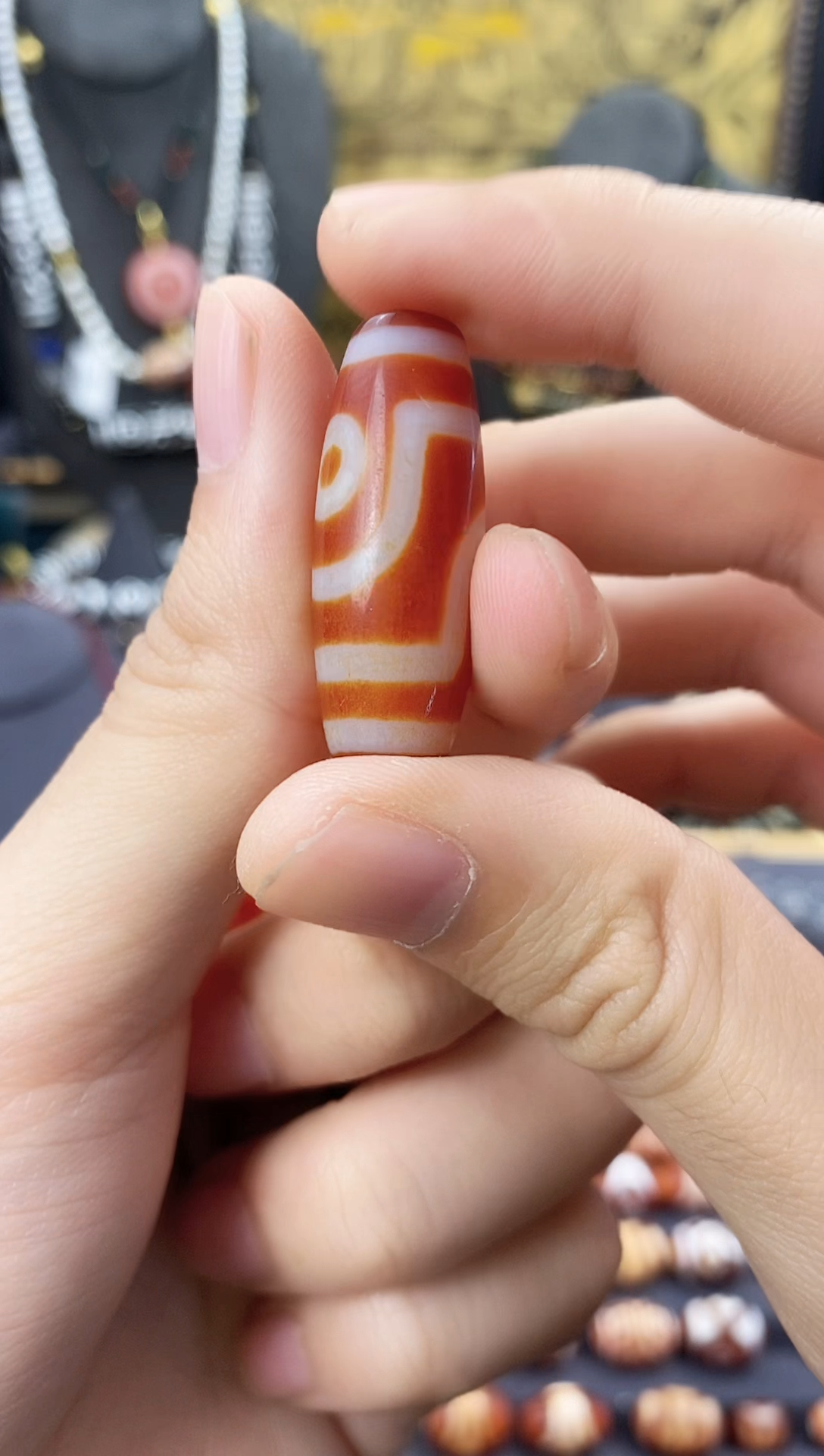 【闪购商品】玛瑙/玉髓颈饰未镶嵌行运红肉二眼单珠