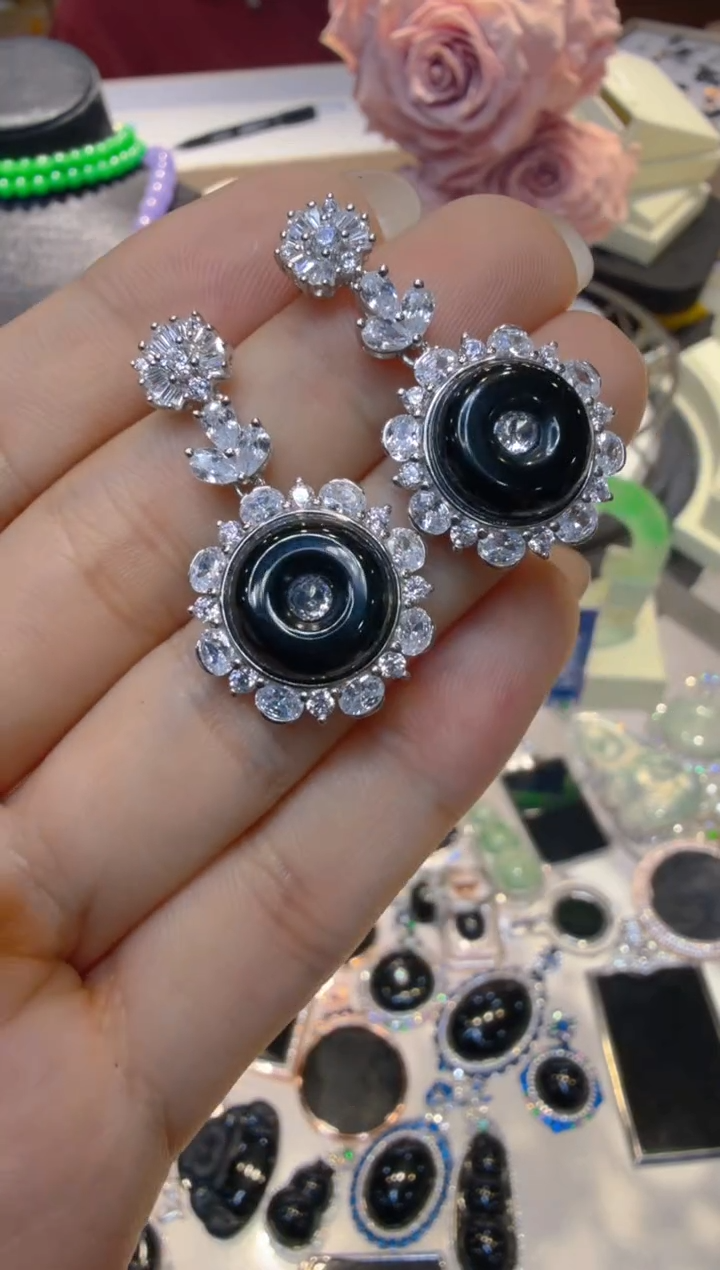 银S925镶嵌翡翠耳饰多样性团购发一件