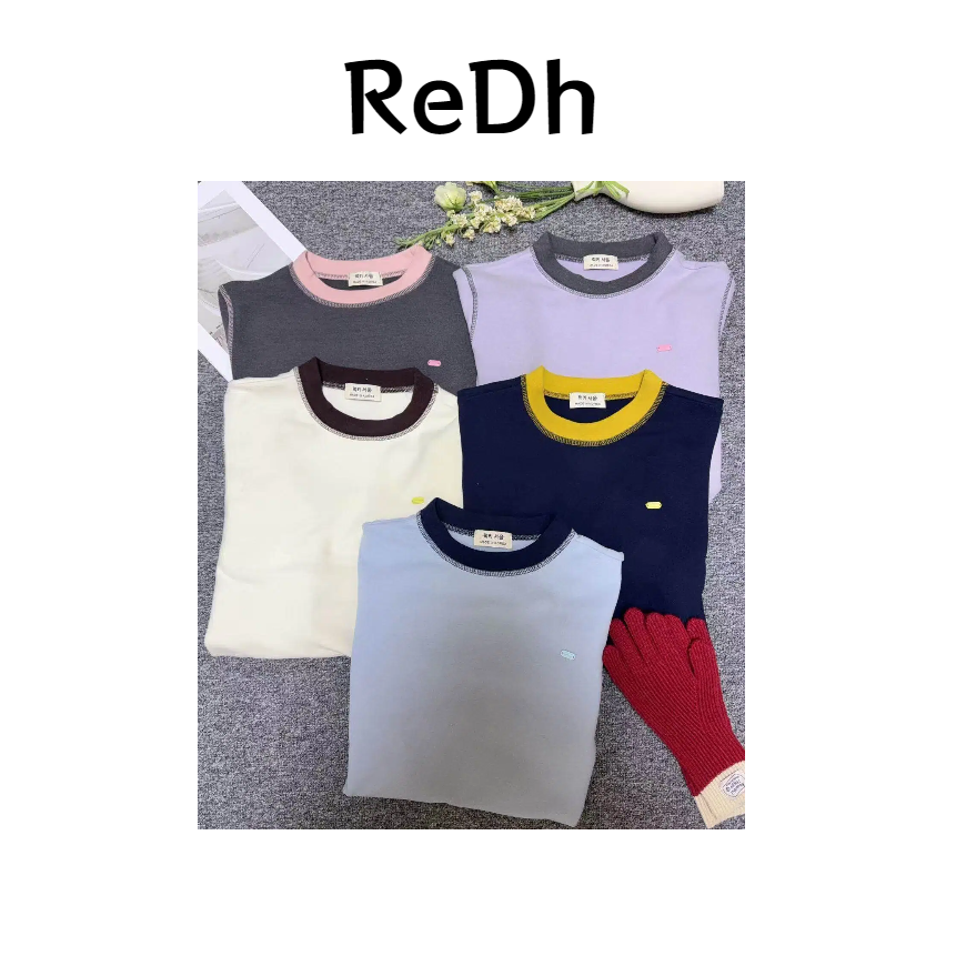 ReDh "糯感撞领" 秋冬季新款韩系休闲百搭撞色领口圆领内搭