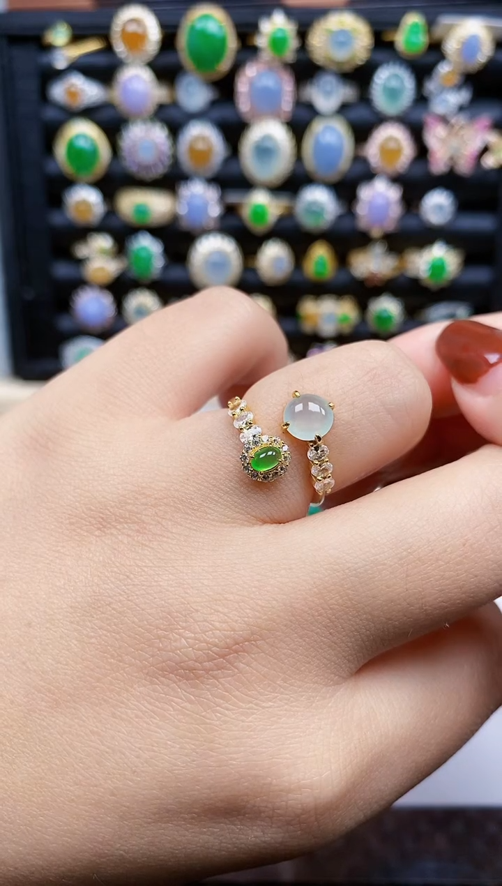 银S925镶嵌戒指翡翠354