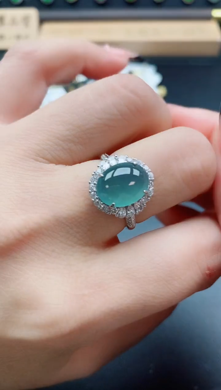 银S925镶嵌戒指翡翠1