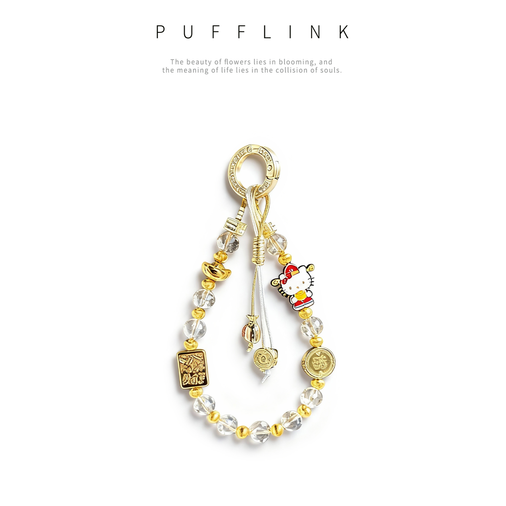 新款萌财小元宝高保合金水晶手机链包包挂饰钥匙扣女生轻奢定制