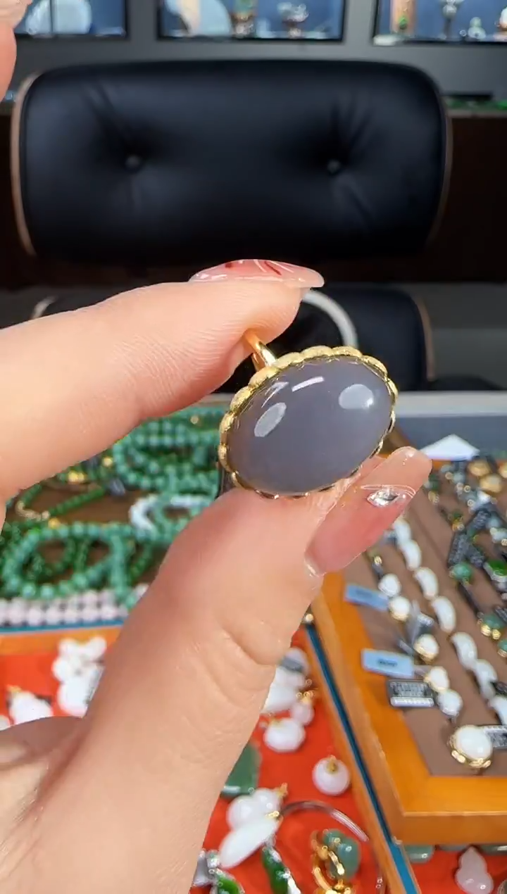 银S925镶嵌戒指和田玉1