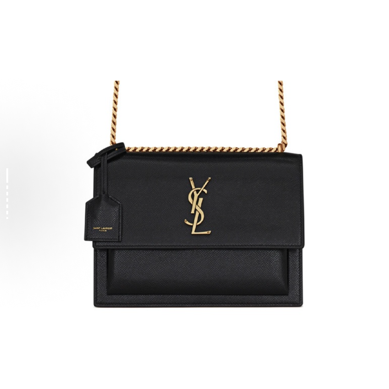 99新 YSL/圣罗兰 【静文】圣罗兰黑金日落光面单肩包 THHZ4131