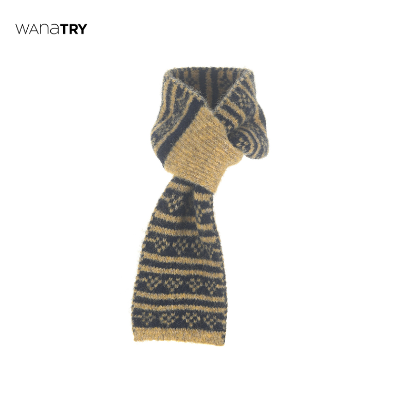 【自播专享】wana try  拼色费尔岛短款围巾