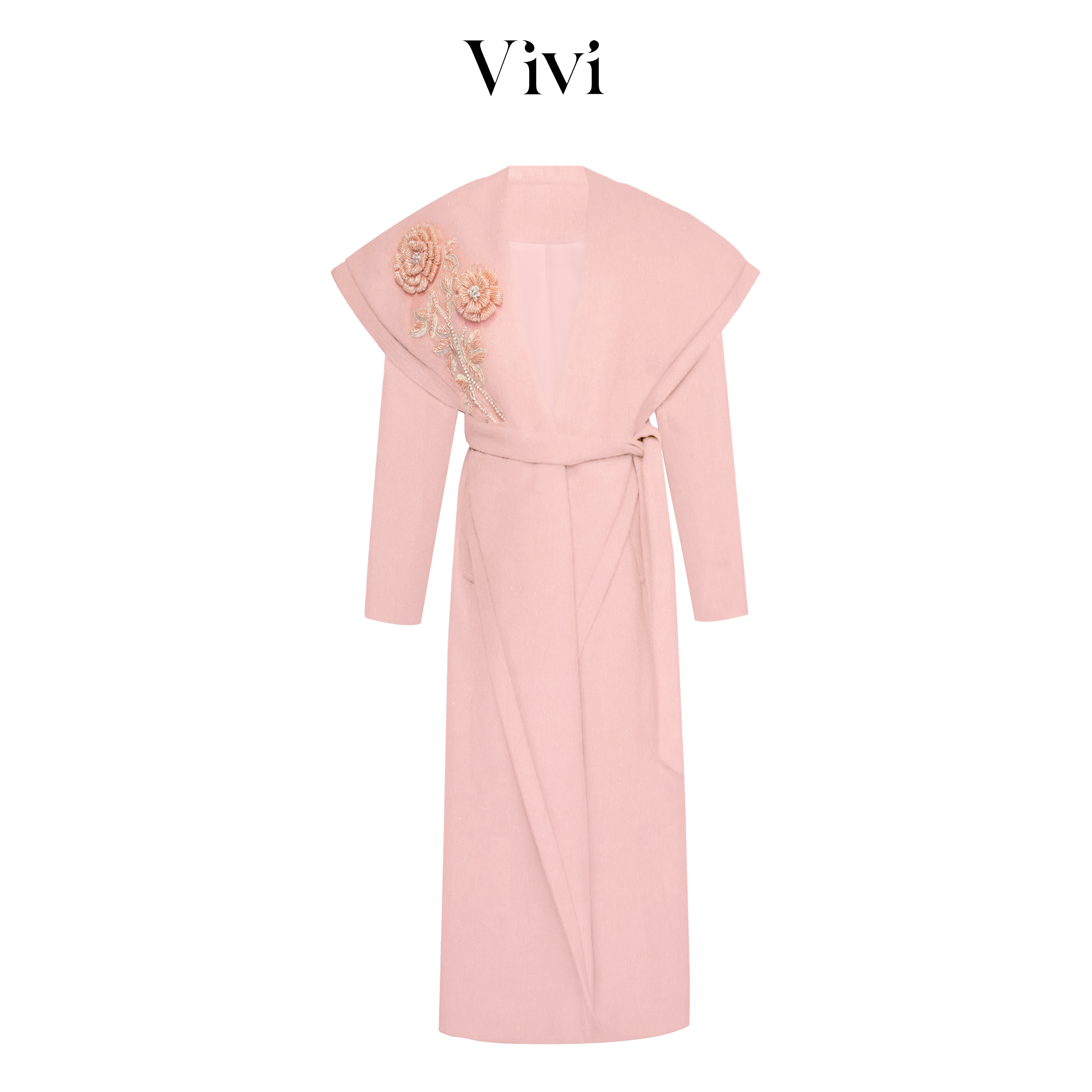 轻奢重工时尚百搭秋冬翻领钉珠花朵大衣220-TOMW2505216. 