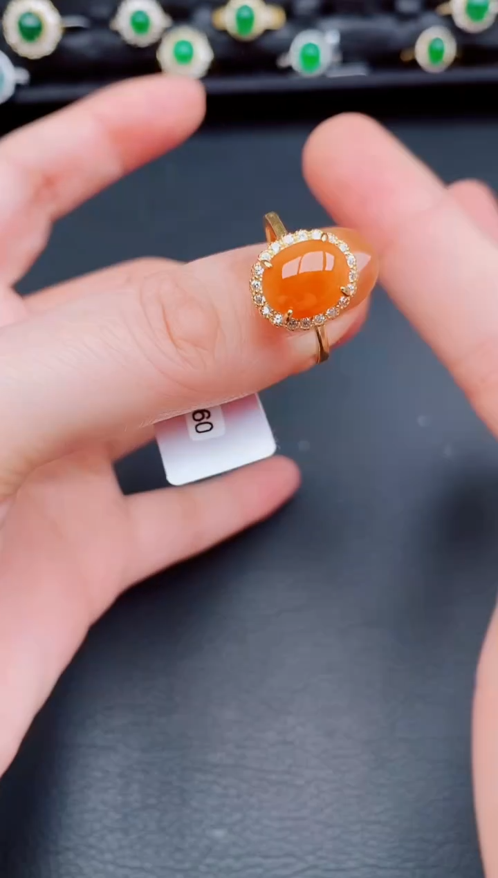 【闪购商品】翡翠戒指银S925镶嵌天然a货翡翠46