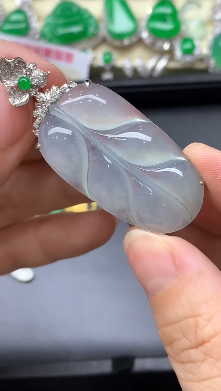 颈饰18K金镶嵌翡翠643-中国好珍宝