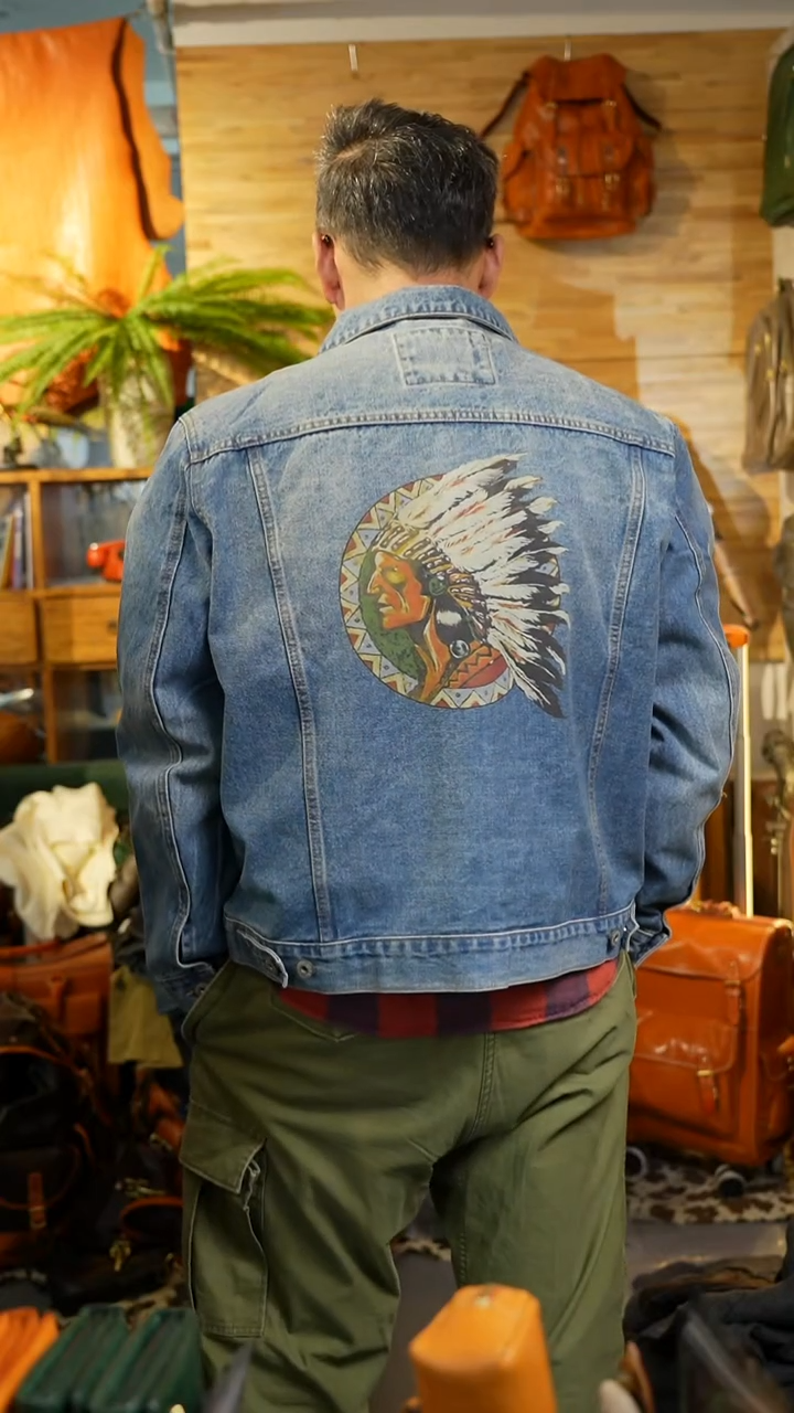 开衫款印第安人 牛仔外套XL码