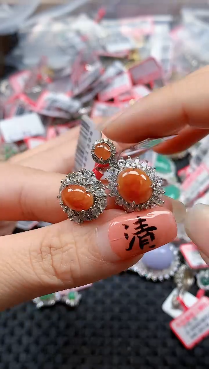 银S925镶嵌戒指翡翠天然A货缅甸翡翠