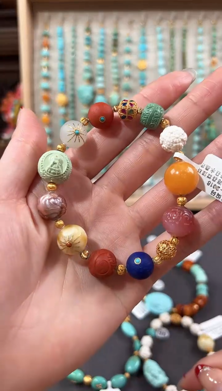 【闪购商品】绿松石手链18K金镶嵌绿松石手链